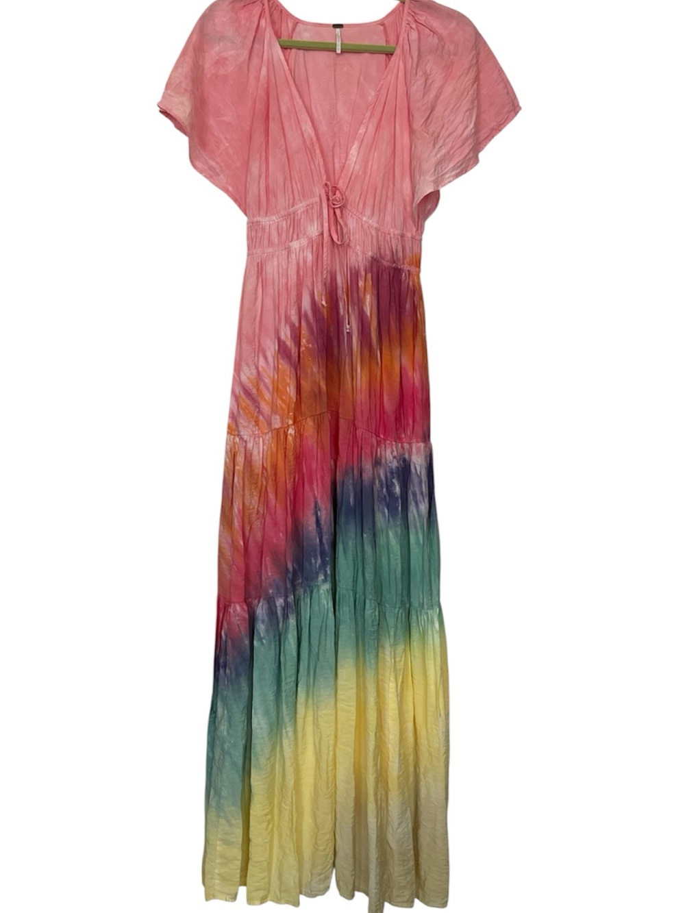 Fabulous & Broke YFB Mara Maxi Dress Multicolor Tie Dye Resort Boho Beachy Small
